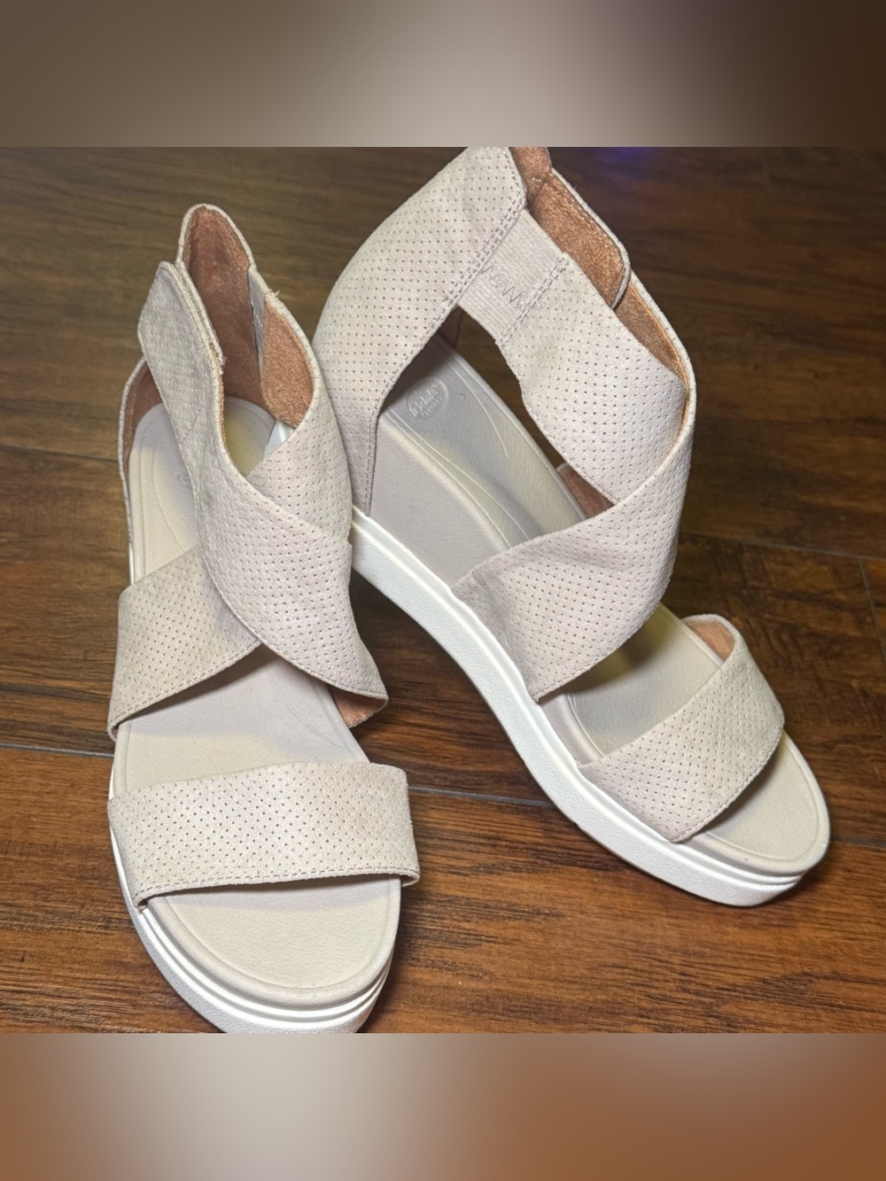 Dr Scholls Women's Sheena Wedge Platform Sandals Gray Oyster Size 8
